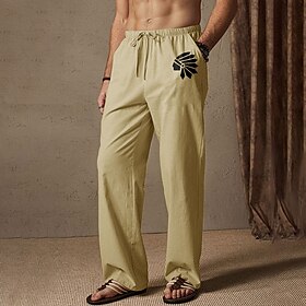 Homens Calça verão Cintura elástica Gráfico Conforto Comprimento total Ao ar livre Streetwear Férias Havaiana Preto Branco Micro-Elástica