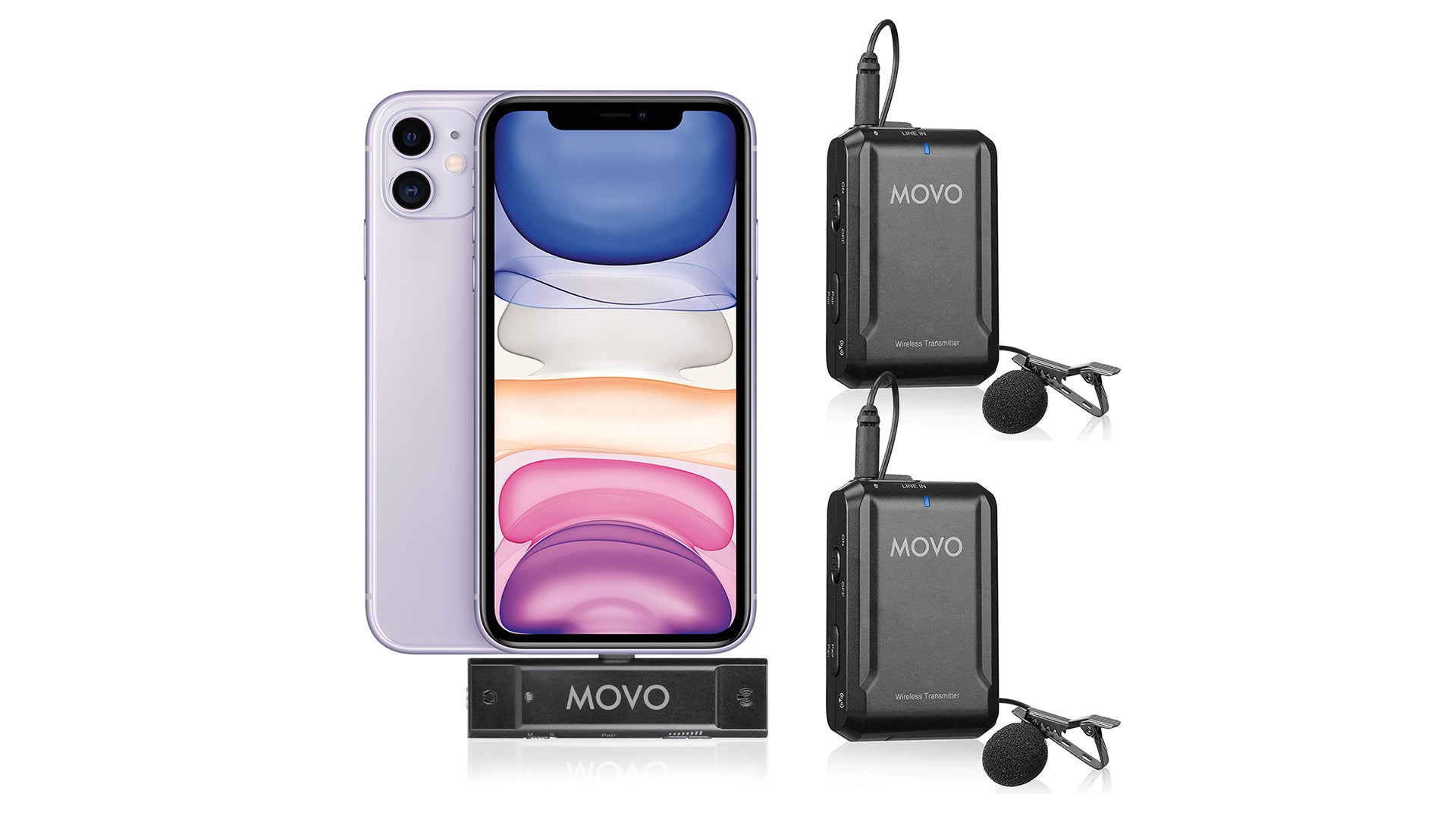 Movo EDGE-DI-DUO Wireless Lavalier Microphone: for iPhone-Lightning