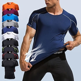 Arsuxeo Homens Camisetas Compressão Camiseta de Corrida Manga Curta Camiseta Respirável Secagem Rápida Leve Ginástica Treino de Ginástica Corrida Roupa de espo