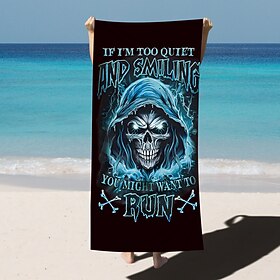 Toalha de praia de caveira 100% microfibra toalha de praia grande série horror, 35x70, toalha de natação grande para adolescentes adultos, secagem rápida, abso