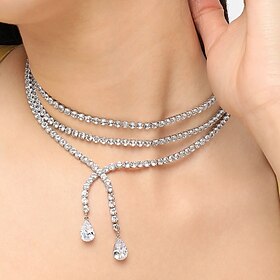 Choker Necklace Rhinestones Women's Elegant Artistic Layered Wedding irregular Necklace For Wedding Party