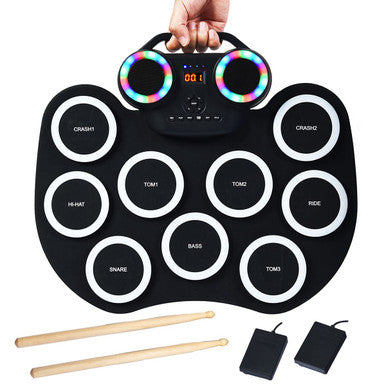 Costway Electronic Drum Set with 9 Pads, MIDI, Speaker, Headphone