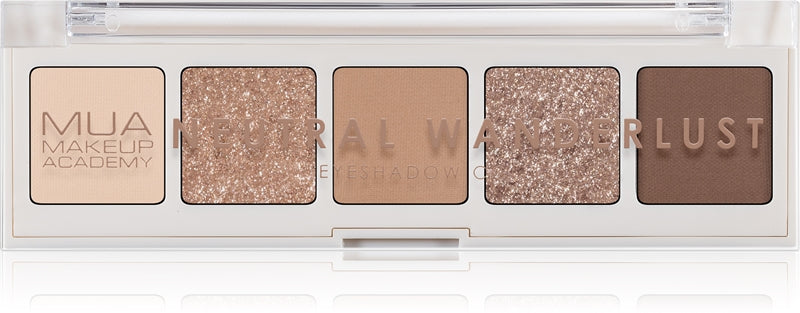 MUA Makeup Academy Professionelle Lidschattenpalette mit 5 Farbtönen, Neutral Wanderlust, 3,8 g