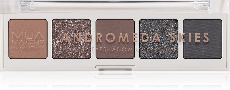 MUA Makeup Academy Professionelle Lidschattenpalette mit 5 Farbtönen, Farbe Andromeda Skies, 3,8 g