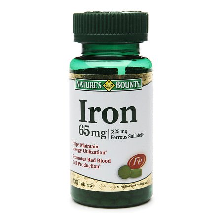 Nature's Bounty Iron Supplement Ferrous Sulfate 65mg
