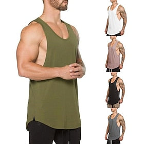 Voor heren Hardlooptanktop Training tanktop Mouwloos Ves - Mouwloos Zomer Katoen Ademend Sneldrogend Yoga Fitness Hardlopen Sportkleding Sportkleding Zwart Wit