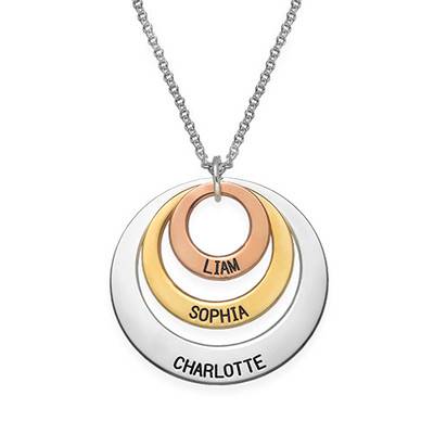 Personalised Jewellery for Mums -Three Disc Necklace in Mixed Metals