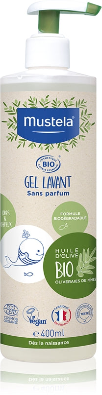 Mustela BIO rensegel for kropp og hår for babyer 400 ml