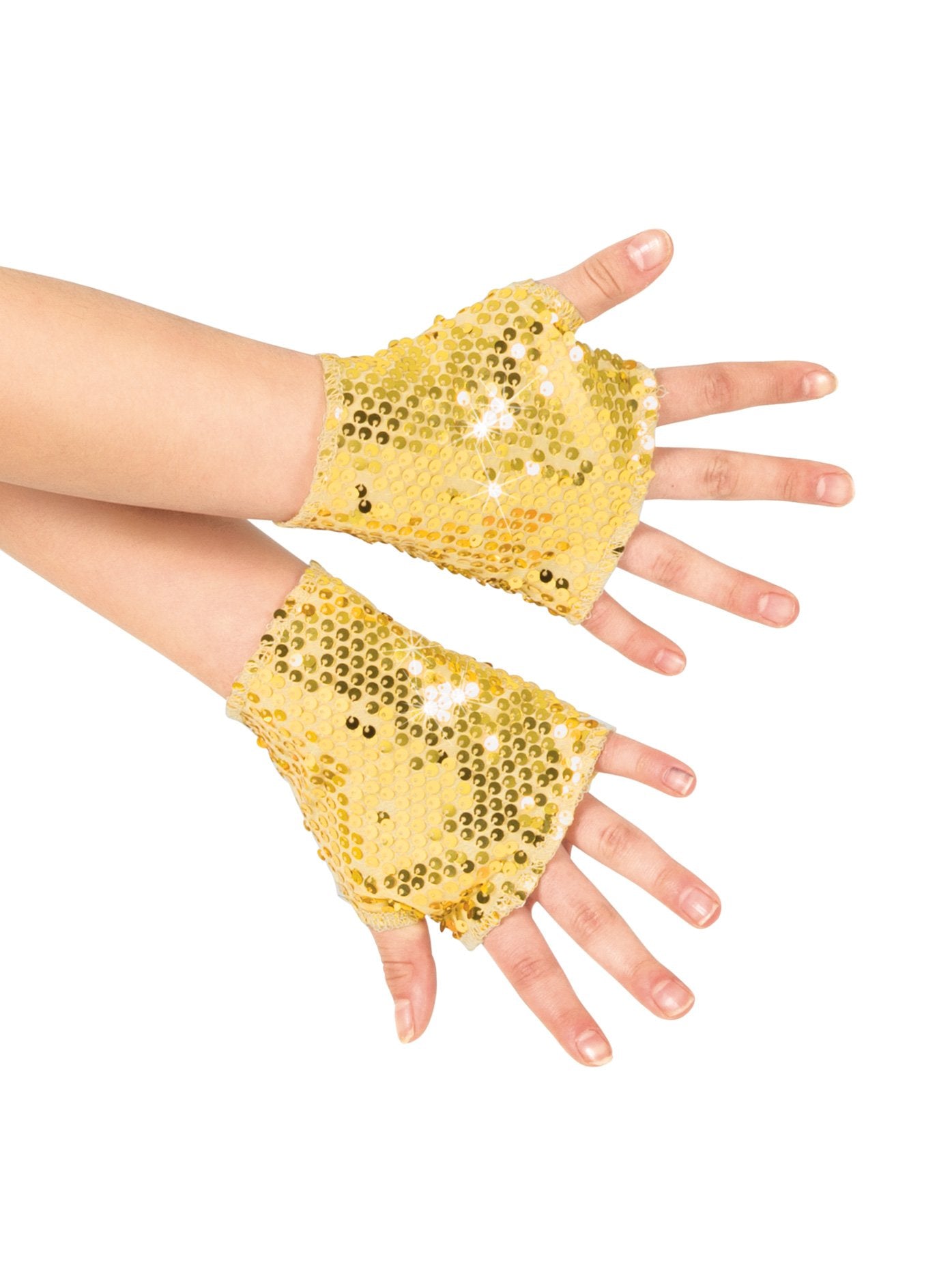 Double Platinum Girls Sequin Biker Gloves Gold N7303C