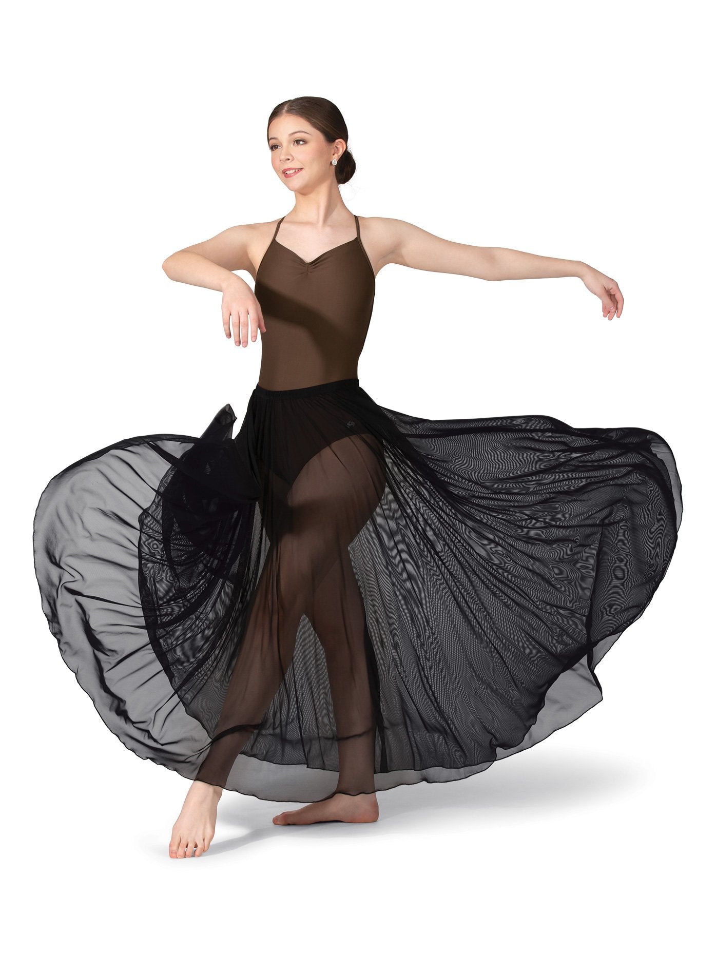 Double Platinum Womens Long Mesh Lyrical Skirt Black LXL N8919