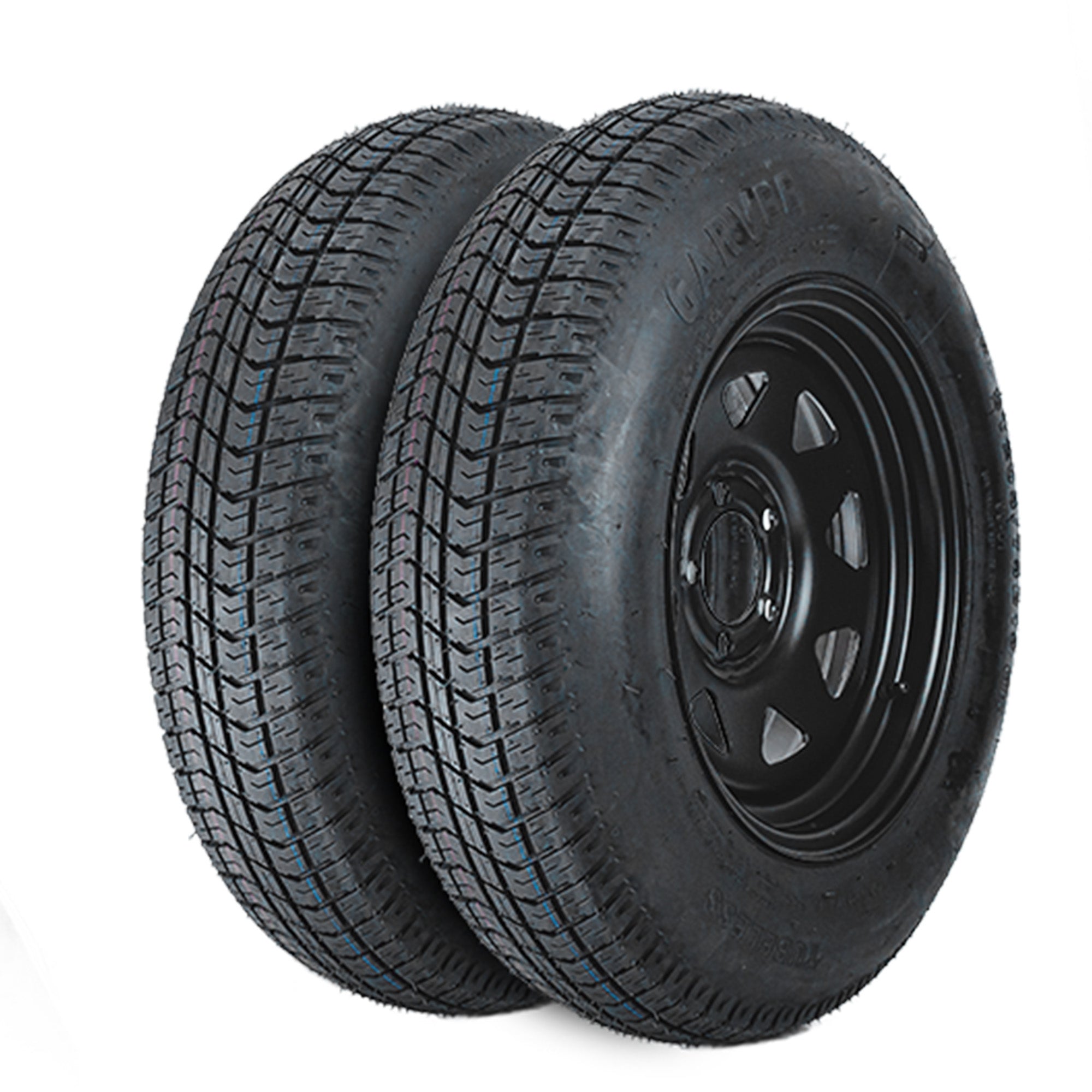 Garvee 2-Pack Trailer Tire On Rim ST205-75D15 15In Black 5 Lug 4.5" PCD Load Range C