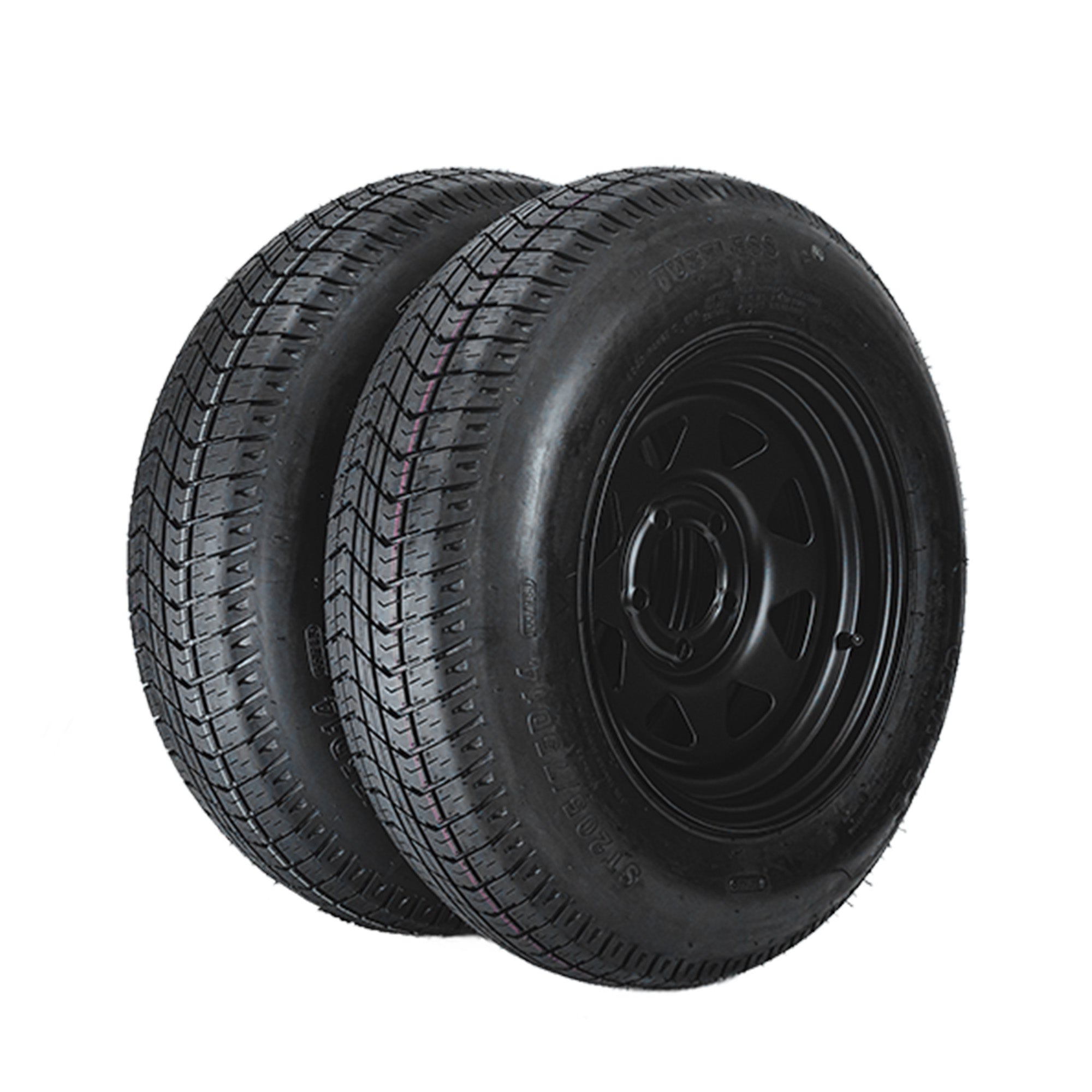 Garvee 2-Pack Trailer Tire On Rim ST205-75D14 14In Black 5 Lug 4.5" PCD Load Range C
