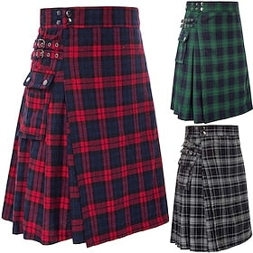 Punk Gothic Scottish Utility Kilts Medieval Carnival Men's Costume Vintage Cosplay Party Evening Skirts Masquerade