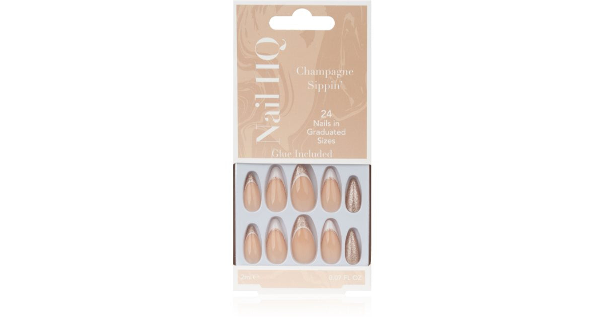 Nail HQ Almond Sparkling Wine Sippin' Fake Nails 24stk