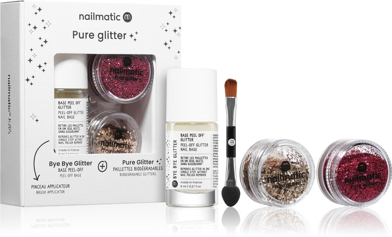 Nailmatic Rent set med glitter 3 stycken Medium röd Glitter glitter för ansikte och kropp 3 g + Small Silver Glitter glitter för ansikte och kropp 2,5