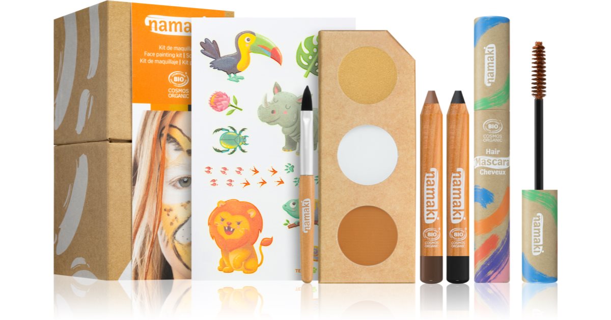 Namaki Wild Box children's makeup set 3-piece face and body paint + 2-piece multifunctional eye, lip and face pencil + hair mascara + children's tatto