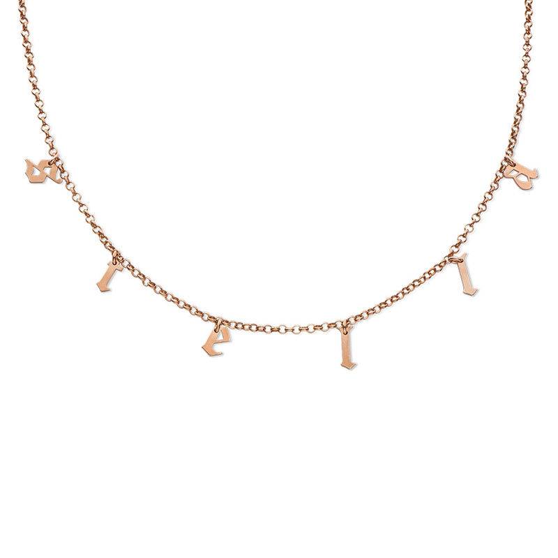 Gothic Name Choker Necklace in 18ct Rose Gold Plating