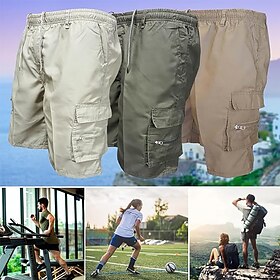 Homens Bermuda Cargo Shorts de caminhada Militar Ao ar livre Normal Prova-de-Água Respirável Secagem Rápida Calção Bolso Com Zíper Preto Verde Tropa Caça Alpin