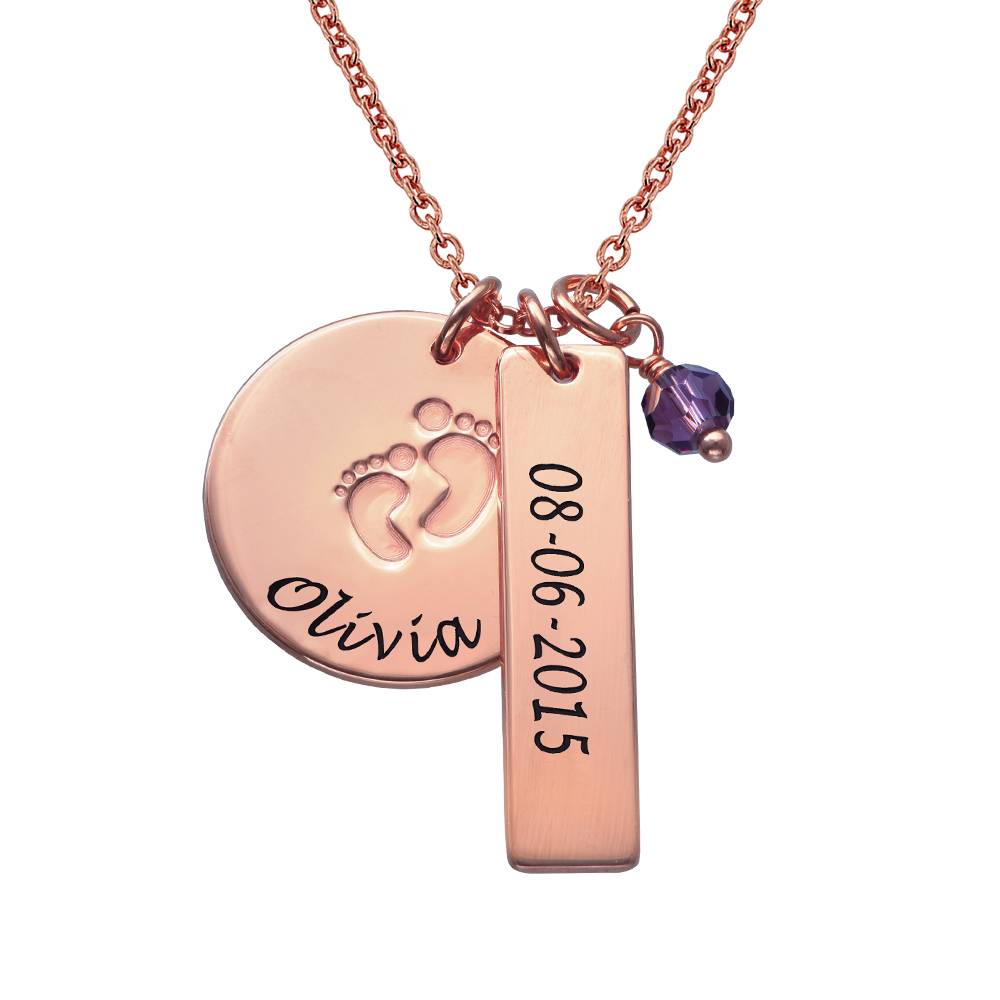 Baby Feet Charm Necklace in 18ct Rose Gold Plating