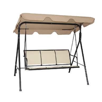 3-Seat 550-Pound Capacity Outdoor Canopy Patio Swing - 3 Person Swing - Black