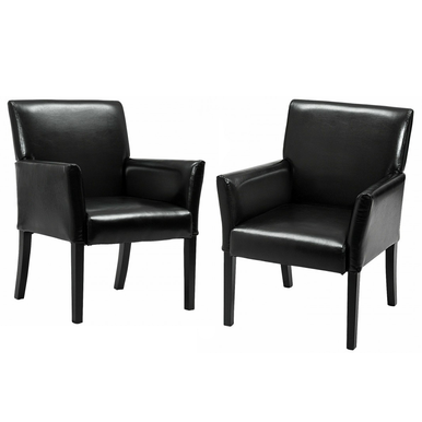 Black Faux Leather Arm Chairs (Set of 2)