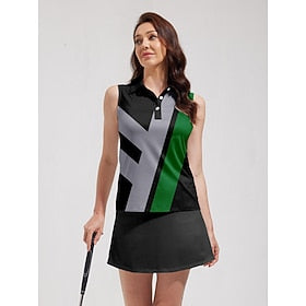 Women's Golf Polo Shirt Grey Sleeveless Top Ladies Golf Attire Clothes Outfits Wear Apparel
