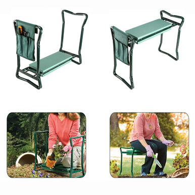 Padded Garden Kneeler and Seat with Detachable Tool Storage Pouch