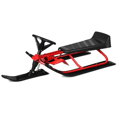 Kids' Snow Racer Sled with Steering Wheel & Double Brakes