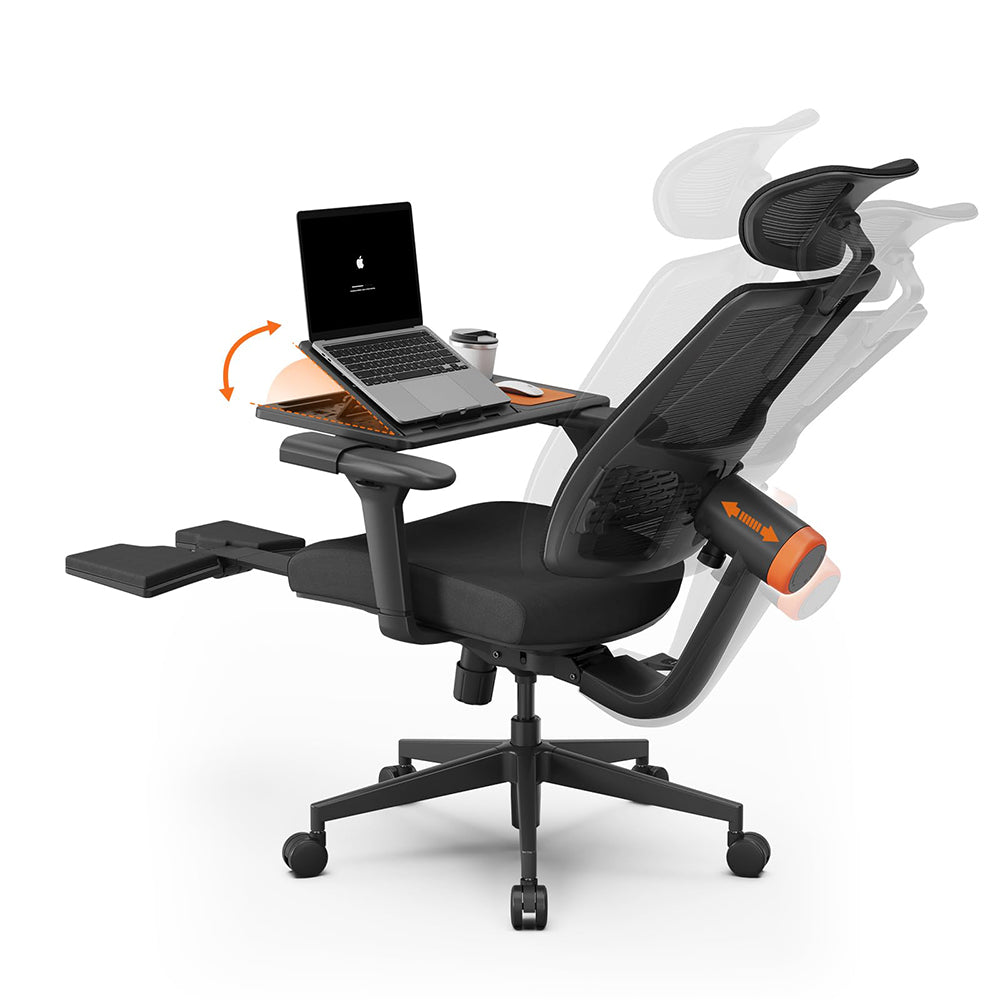 NEWTRAL MagicH-BP Ergonomic Chair with Footrest + Detachable Workstation Desktop Black
