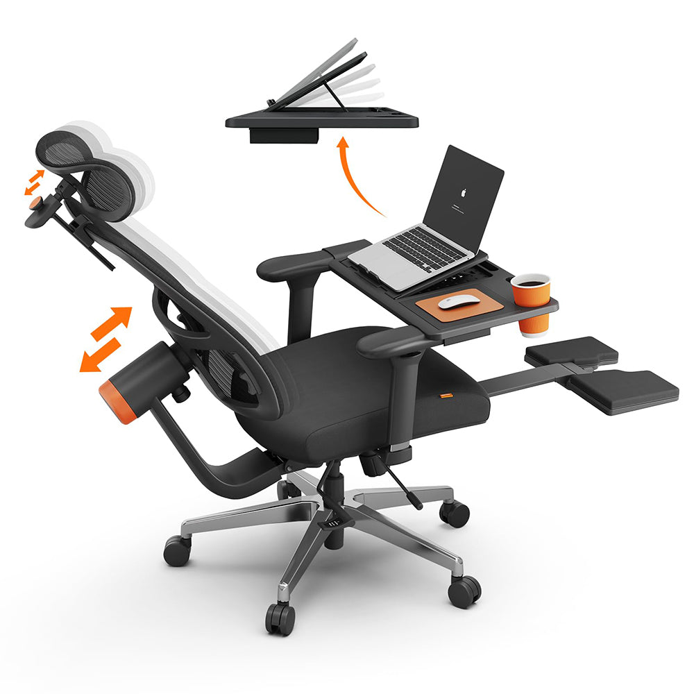 NEWTRAL MagicH-BPro Ergonomic Chair with Footrest + Detachable Workstation Desktop Black