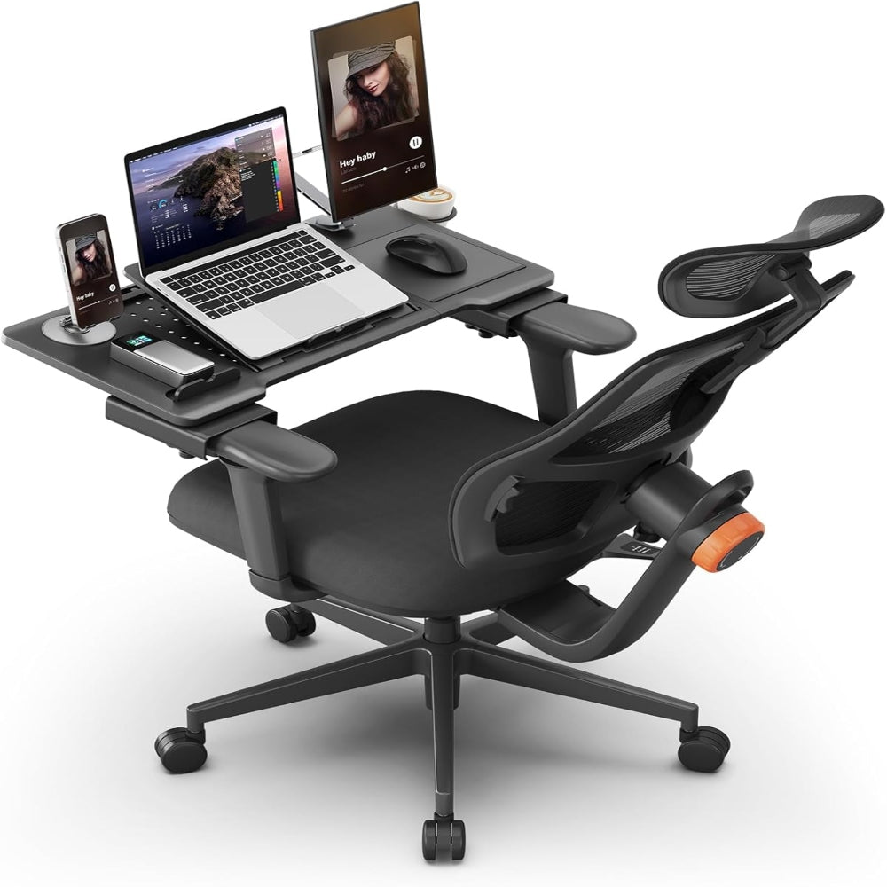 NEWTRAL MAGICH003 Ergonomic Chair + Detachable Workstation Desktop Black
