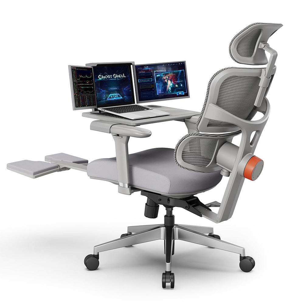 NEWTRAL NT002 Ergonomic Chair with Footrest + Detachable Workstation Desktop Gray