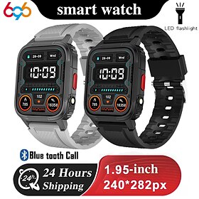 696 LW9 Relógio inteligente 1.95 polegada Pulseira inteligente Bluetooth Podômetro Aviso de Chamada Monitor de Sono Compatível com Android iOS Masculino Chamad