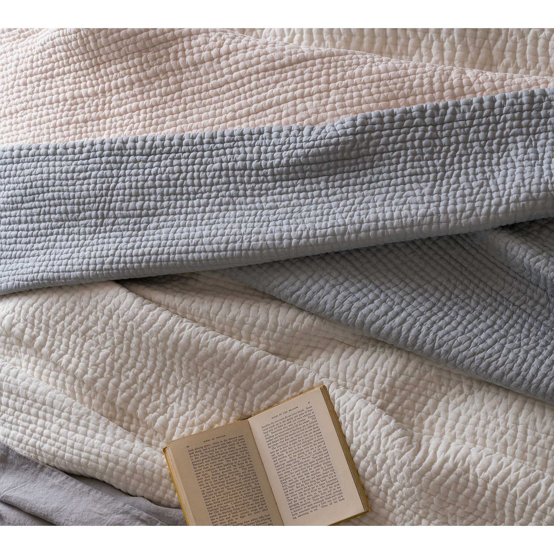 Dreamy Cotton Bedspread in Pale Blue & Shell Pink (Petite) Matron Inn