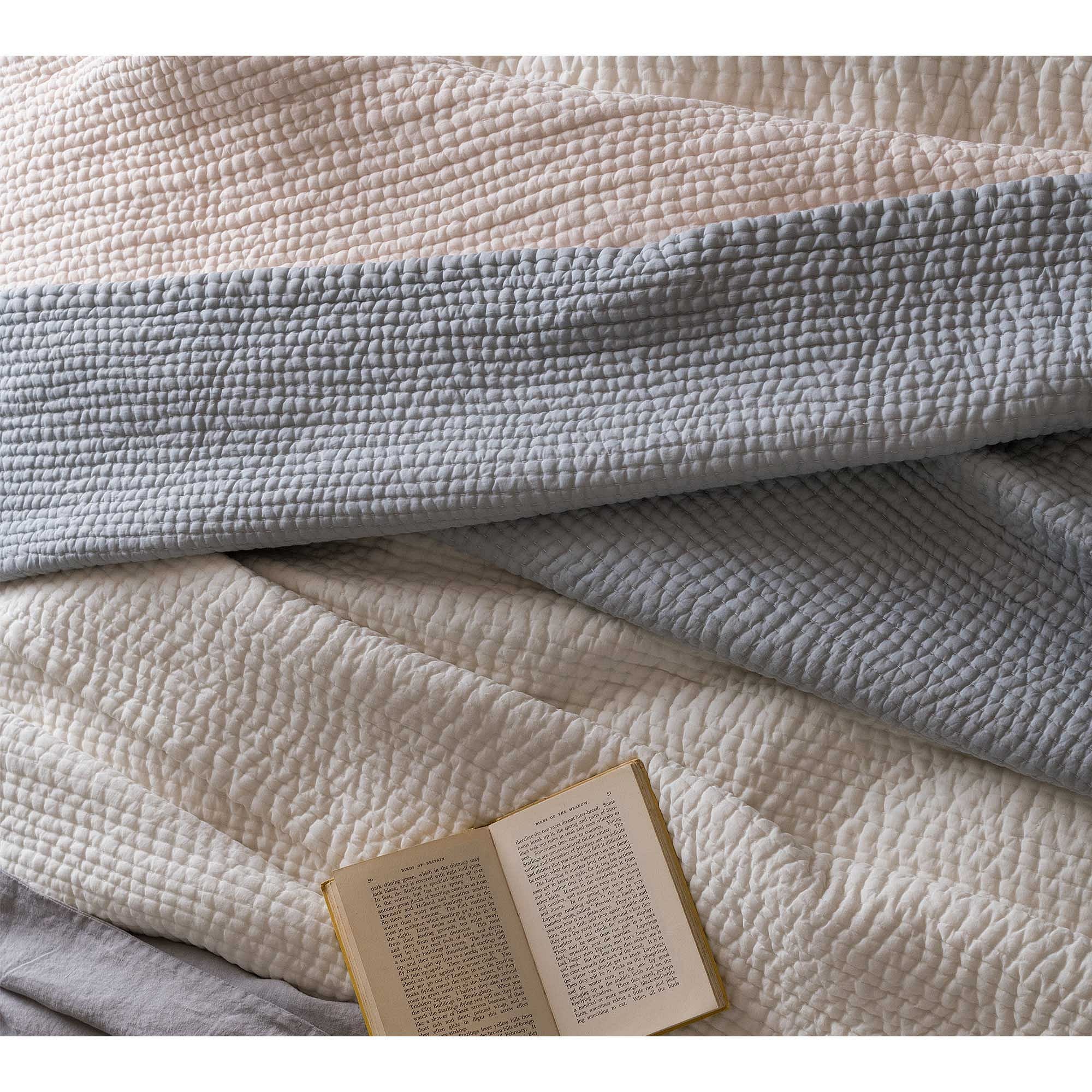 Dreamy Cotton Bedspread in Pale Blue & Shell Pink (Petite) Matron Inn