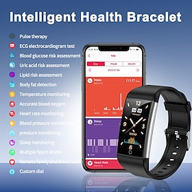 Imsoi 1.47-inch IPS Screen Blood lipid Uric Acid Blood Glucose ECG Blood Pressure Health Smart Watch Temperature Monitoring Pedometer Call Reminder Compatible