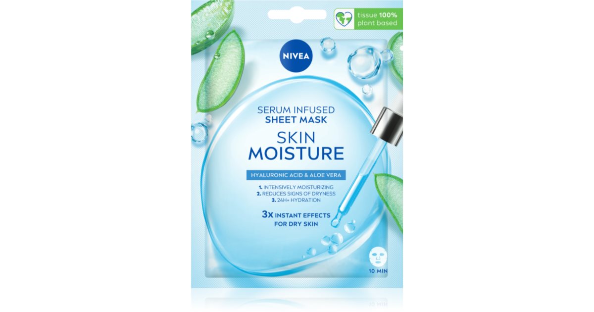 Nivea Sheet-maske fylt med fuktighetsgivende serum for huden