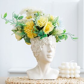 vase en céramique pour visage, décoration artistique du corps humain blanc, vase en céramique pour la maison, vase en céramique minimaliste et créatif