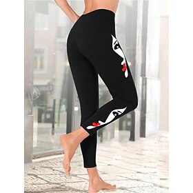 leggings décontractés serrés en jersey imprimé visage