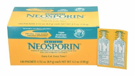 Neosporin First Aid Antibiotic, 0.03 oz Packet, Ointment, 144 Each - Box