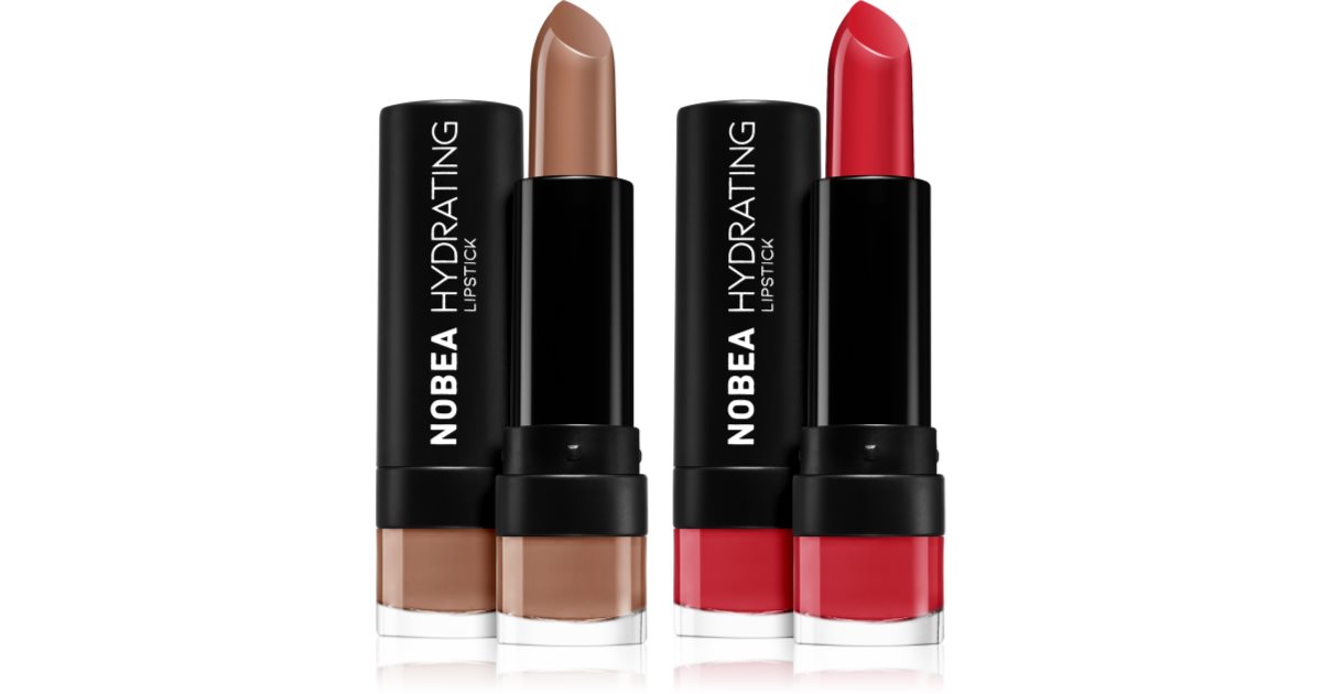 NOBEA Day-to-Day Lip Set Vanilla Nude #L06 Hydratační rtěnka 4,5g + Scarlet Red #L13 Moisturizing Lipstick 4,5g