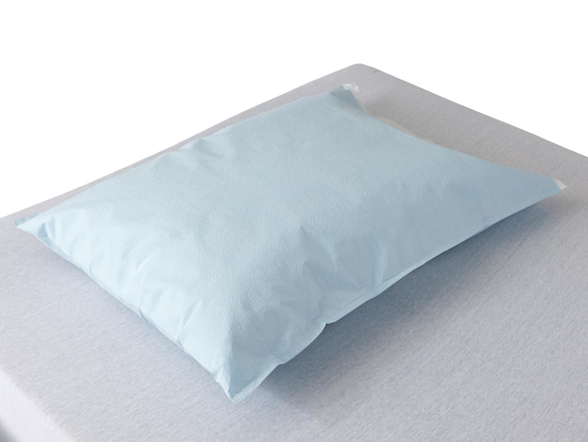 Disposable Tissue-Poly Pillowcases, Blue