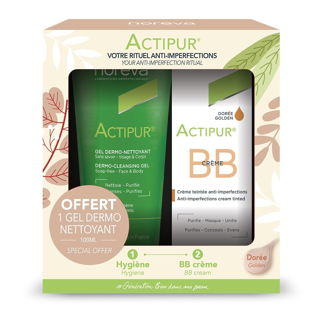 Noreva Actipur - Anti-Imperfection Ritual Set - Golden BB Cream 30ml + GRATIS hudrengöringsgel 100ml