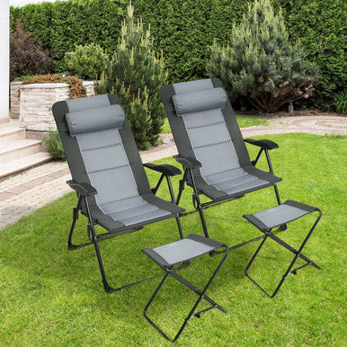 Adjustable Outdoor Reclining Chairs and Ottomans (4-Piece Set)