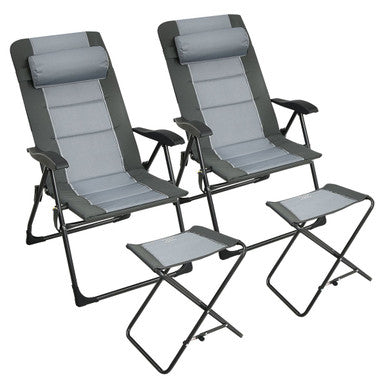 Adjustable Outdoor Reclining Chairs and Ottomans (4-Piece Set)