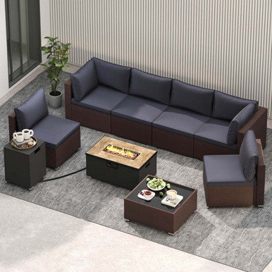 12-Piece Outdoor Furniture Set with Fire Pit Table