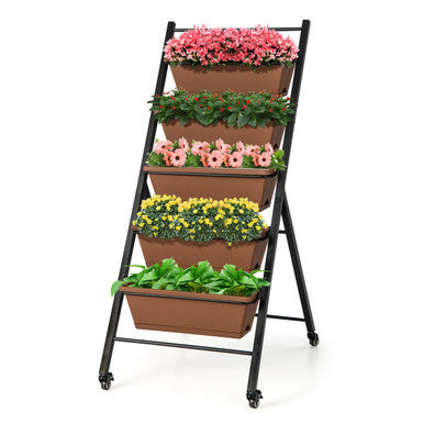 5-Tier Vertical Raised Garden Bed Planter with Wheels