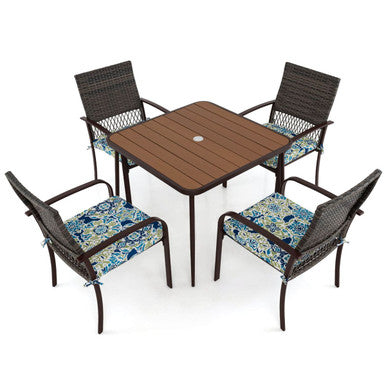 5-Piece Patio Dining Set with Wood-Plastic Tabletop
