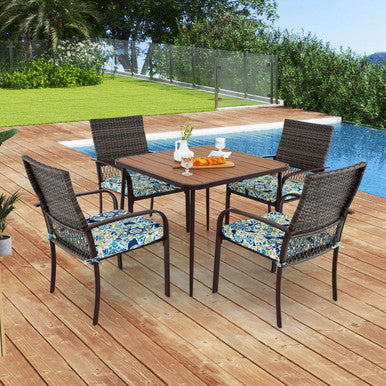 5-Piece Patio Dining Set with Wood-Plastic Tabletop