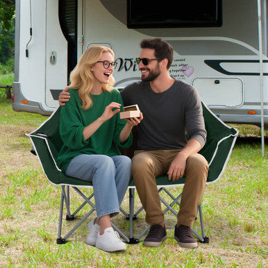 Double Duo Camping Chair with Mesh Cup Holders and Carry Bag